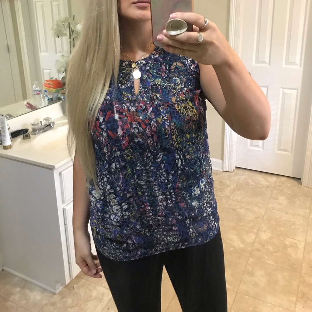 CAbi print career blouse